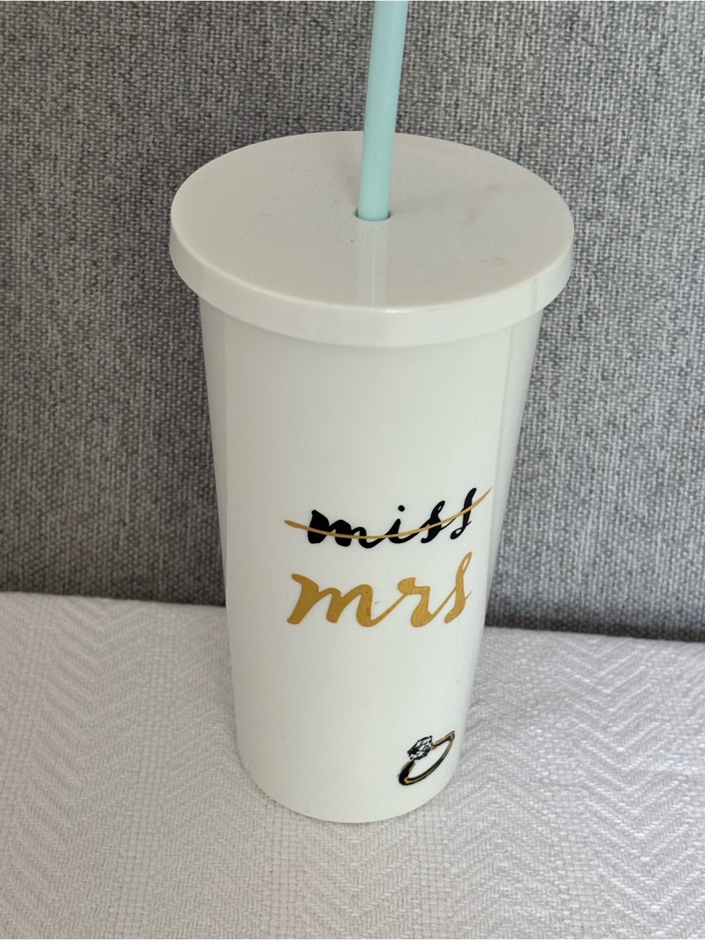 kate spade White Tumbler with Gold Script "mrs" and Mint Straw - Picture 6 of 8